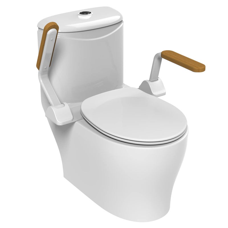 Heuffe Toilet Safety Rails,Folding Toilet Safety Frameï¼ŒToilet Handle Bars with Armsï¼ŒHeavy Duty Hand Rail Support for Elderly Seniors Handicap and Disabled Adultsï¼ˆWoodï¼‰